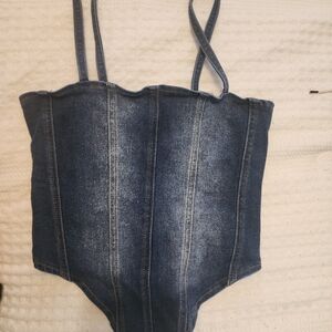Denim Corset Bodysuit